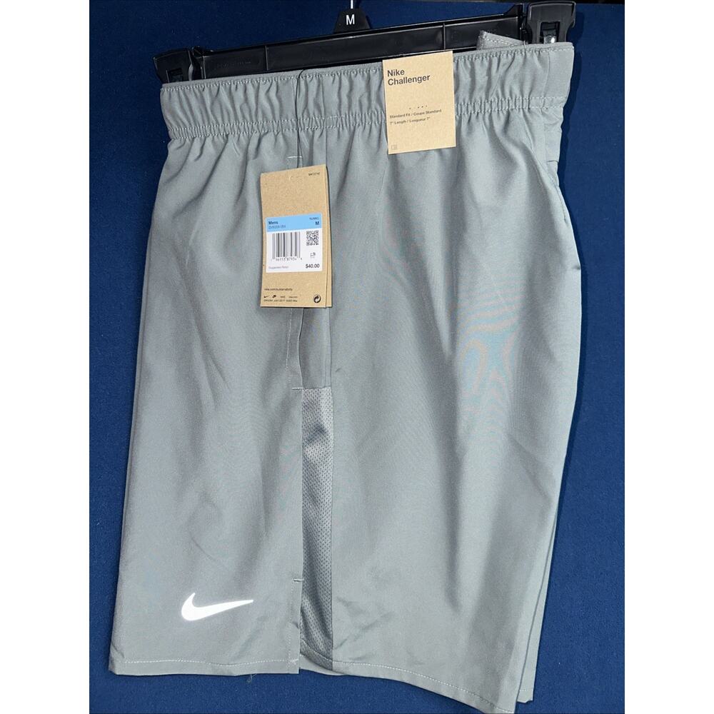 Nike Challenger Running Shorts Men's Smoke Gray Dri-FIT 7" Brief-Lined Size Med